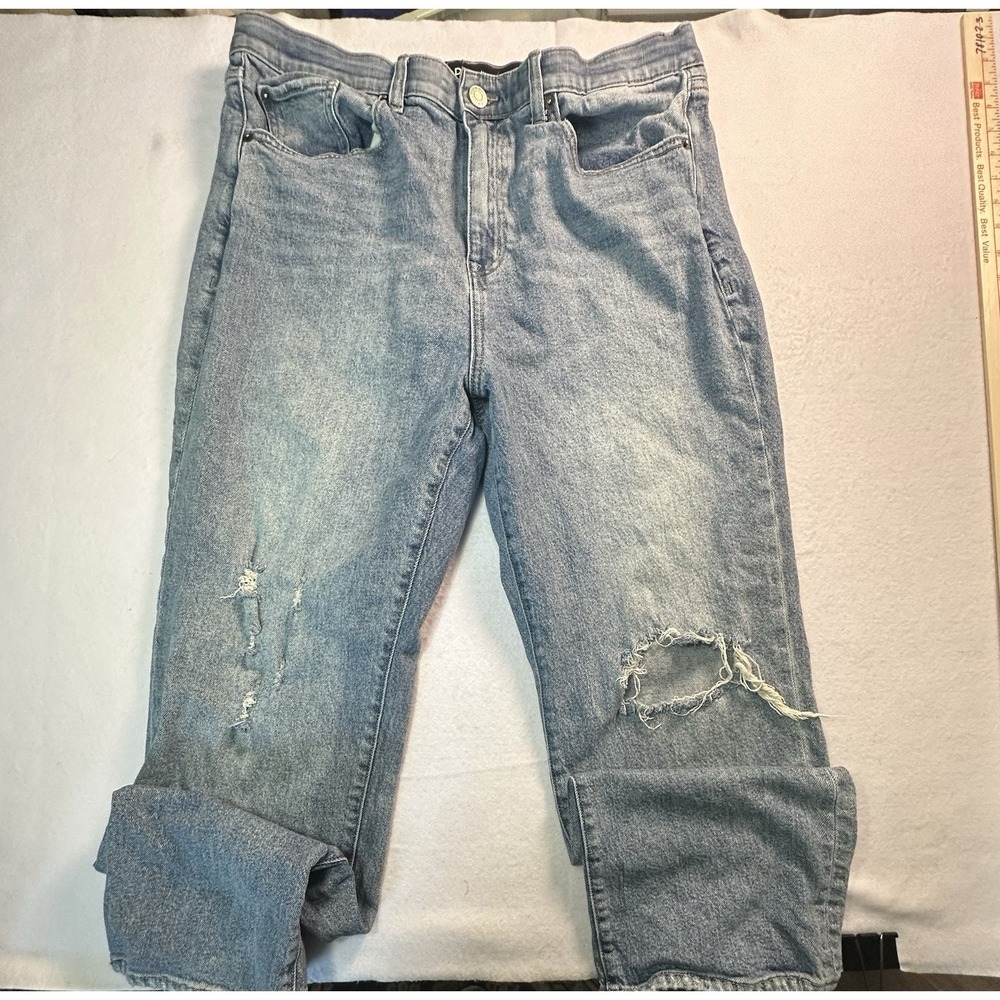 Torrid Fill The Fit Ripped Blue Jeans Size Women's 16R High Rise Straight Legged